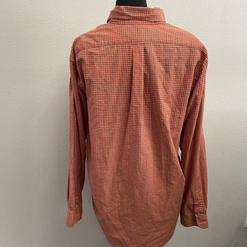 Ralph Lauren Mens XL Plaid Button Down Shirt‎ Orange White Long Sleeve Preppy - Picture 7 of 8